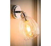 ValueLights | Cheltenham Chrome Ribbed Glass Dome Adjustable Spotlight Wall Light and Bulb | Wall Lights, Home Décor & Improvement Essential