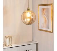 Valuelights Chessy Amber Tinted Ribbed Glass Globe Easy Fit Ceiling Light Shade And Bulb (D)25Cm