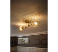 Chessy Asymmetric Ribbed Glass Globe Gold Bar Ceiling Light ValueLights Gold One Size