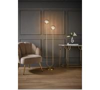 Chessy Asymmetric Ribbed Glass Globe Gold Dual 2 Way Stem Floor Lamp ValueLights Gold One Size