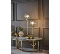 Chessy Asymmetric Ribbed Glass Globe Gold Dual 2 Way Stem Table Lamp ValueLights Gold One Size