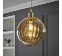 ValueLights Chessy Ribbed Easy Fit Glass Shade - Size: 25 x 25 x 25cm - Gold - Wilko
