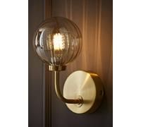 Valuelights Chessy Ribbed Glass Globe Shade Gold Stem Wall Light With Led Bulb Gold