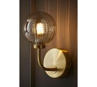 Chessy Ribbed Glass Globe Shade Gold Stem Wall Light with LED Bulb ValueLights Gold One Size
