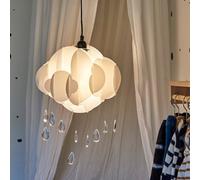 Valuelights Children's White Rain Cloud Ceiling Light Shade With Acrylic Jewel Raindrop Droplets (D)30Cm