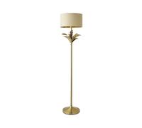 ValueLights | Christina Beige with Metallic Gold Drum Shade Gold Palm Leaf Floor Lamp | Floor Lamps, Home Décor & Improvement Essential
