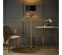 Valuelights Christina Black Velvet And Gold Inner Shade Gold Palm Leaf Floor Lamp With Bulb