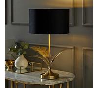 ValueLights | Christina Black Velvet with Gold Inner Drum Shade Gold Palm Leaf Table Lamp | Table Lamps, Home Décor & Improvement Essential