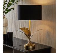 ValueLights Christina Black & Gold Shade Palm Leaf Table Lamp & Bulb