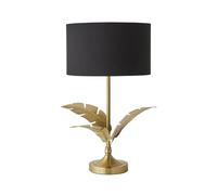 ValueLights | Christina Black with Metallic Gold Drum Shade Gold Palm Leaf Table Lamp and Bulb | Table Lamps, Home Décor & Improvement Essential | Light Bulb Included