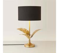 ValueLights | Christina Black with Metallic Gold Drum Shade Gold Palm Leaf Table Lamp | Table Lamps, Home Décor & Improvement Essential