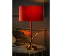 ValueLights | Christina Rust Red Drum Shade Gold Palm Leaf Single Stem Table Lamp and Bulb | Table Lamps, Home Décor & Improvement Essential | Light Bulb Included