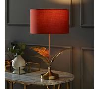 Valuelights Christina Fabric Drum Shade Gold Palm Leaf Detail Stem Table Lamp With Led Bulb In Burnt Orange Burnt Orange One Size