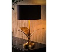 ValueLights Christina Black & Gold Shade Palm Leaf Table Lamp & Bulb