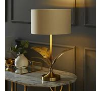 Valuelights Christina Fabric With Gold Inner Drum Shade Gold Palm Leaf Table Lamp With Bulb In Natural Natural One Size