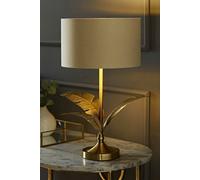 Valuelights Christina Fabric With Metallic Gold Inner Drum Shade Gold Palm Leaf Table Lamp In Natural Natural One Size