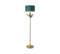 ValueLights | Christina Green Velvet with Gold Inner Drum Shade Gold Palm Leaf Floor Lamp | Floor Lamps, Home Décor & Improvement Essential