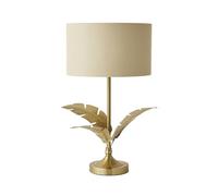 Christina Fabric with Gold Inner Drum Shade Gold Palm Leaf Table Lamp with Bulb ValueLights Natural One Size