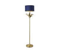 ValueLights | Christina Navy Blue Velvet with Gold Inner Drum Shade Gold Palm Leaf Floor Lamp | Floor Lamps, Home Décor & Improvement Essential