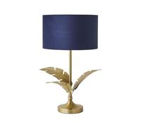 ValueLights Christina Navy Velvet & Gold Shade Palm Leaf Table Lamp