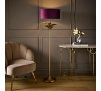 Valuelights Christina Plum Velvet Squat Shade Gold Leaves Floor Lamp