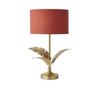 Christina Fabric Drum Shade Gold Palm Leaf Detail Single Stem Table Lamp ValueLights Burnt Orange One Size