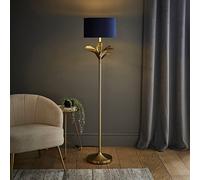 ValueLights | Christina Navy Velvet and Gold Inner Shade Gold Palm Leaf Floor Lamp with Bulb | Floor Lamps, Home Décor & Improvement Essential | Light Bulb Included