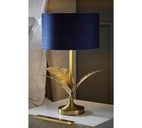 ValueLights Christina Navy Velvet & Gold Shade Palm Leaf Table Lamp