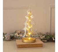 MiniSun | Festive Glass Christmas Tree Table Decoration 20 Warm White Lights Gold String Xmas Ornament Battery Operated | Christmas & Festive Essential