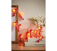 Valuelights Christmas Indoor Candy Cane String Lights 10 Warm White Bulbs In Red Red