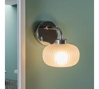 ValueLights | Chrome Wall Light Fitting with Frosted Ribbed Lampshades | Bath Wall Lights, Home Décor & Improvement Essential | Includes Bulb