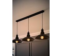 Civic Matte Black 3 Drop Bar Matte Black Diner Ceiling Pendant Light with Bulbs ValueLights Black One Size