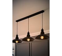 Civic Matte Black 3 Drop Bar Matte Black Diner Ceiling Pendant Light with Bulbs ValueLights Black One Size