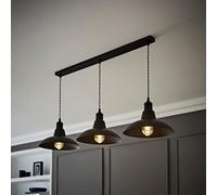 Civic Black Metro Dome 3 Drop Bar Black Diner Ceiling Pendant Light ValueLights Black One Size