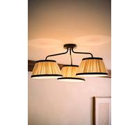Valuelights Clara Black 3 Arm Ceiling Light With Pleated Shades And Bulbs
