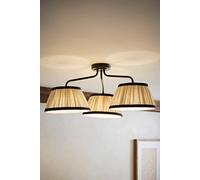 Valuelights Clara Black 3 Arm Ceiling Light With Pleated Shades