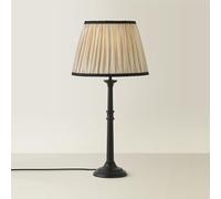 Valuelights Clara Black Candlestick Table Lamp With Linen Pleated Shade And Bulb