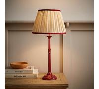 Valuelights Clara Burgundy Candlestick Table Lamp With Linen Pleated Shade