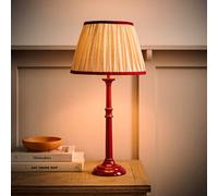 Valuelights Clara Burgundy Candlestick Table Lamp With Linen Pleated Shade And Bulb