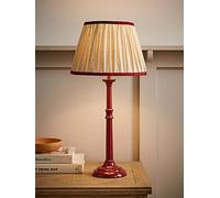 Valuelights Clara Burgundy Candlestick Table Lamp With Linen Pleated Shade Burgundy