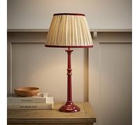ValueLights | Clara Burgundy Candlestick Table Lamp with Linen Pleated Shade | Table Lamps, Home Décor & Improvement Essential