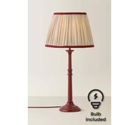 Valuelights Clara Burgundy Candlestick Table Lamp With Linen Pleated Shade And Bulb