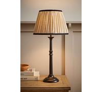 Valuelights Clara Black Candlestick Table Lamp With Linen Pleated Shade