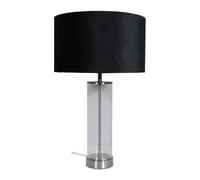 Balan Glass and Brushed Chrome Table Lamp with Velvet Drum Lamp Shade and LED Bulb ValueLights Black One Size