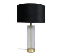 ValueLights | Clear Tube and Gold Metal Bedside Table Lamp with a Black Velvet Shade | Table Lamps, Home Décor & Improvement Essential