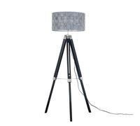 MiniSun | Modern Black Wood and Silver Chrome Tripod Floor Lamp with a Grey Felt Weave Cylinder Shade | Floor Lamps & Torchieres, Home Décor & Improvement Essential