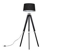 MiniSun | Modern Black Wood and Silver Chrome Tripod Floor Lamp with a Black Tapered Shade | Floor Lamps & Torchieres, Home Décor & Improvement Essential