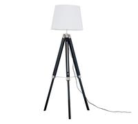 MiniSun | Modern Black Wood and Silver Chrome Tripod Floor Lamp with a White Tapered Light Shade | Floor Lamps & Torchieres, Home Décor & Improvement Essential