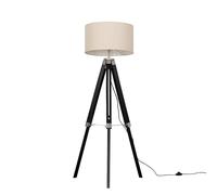 MiniSun | Modern Black Wood and Silver Chrome Tripod Floor Lamp with a Beige Drum Shade | Floor Lamps & Torchieres, Home Décor & Improvement Essential