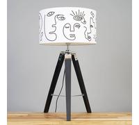 Valuelights Clipper Modern Black Wood And Silver Chrome Tripod Lamp With Novelty White Shade